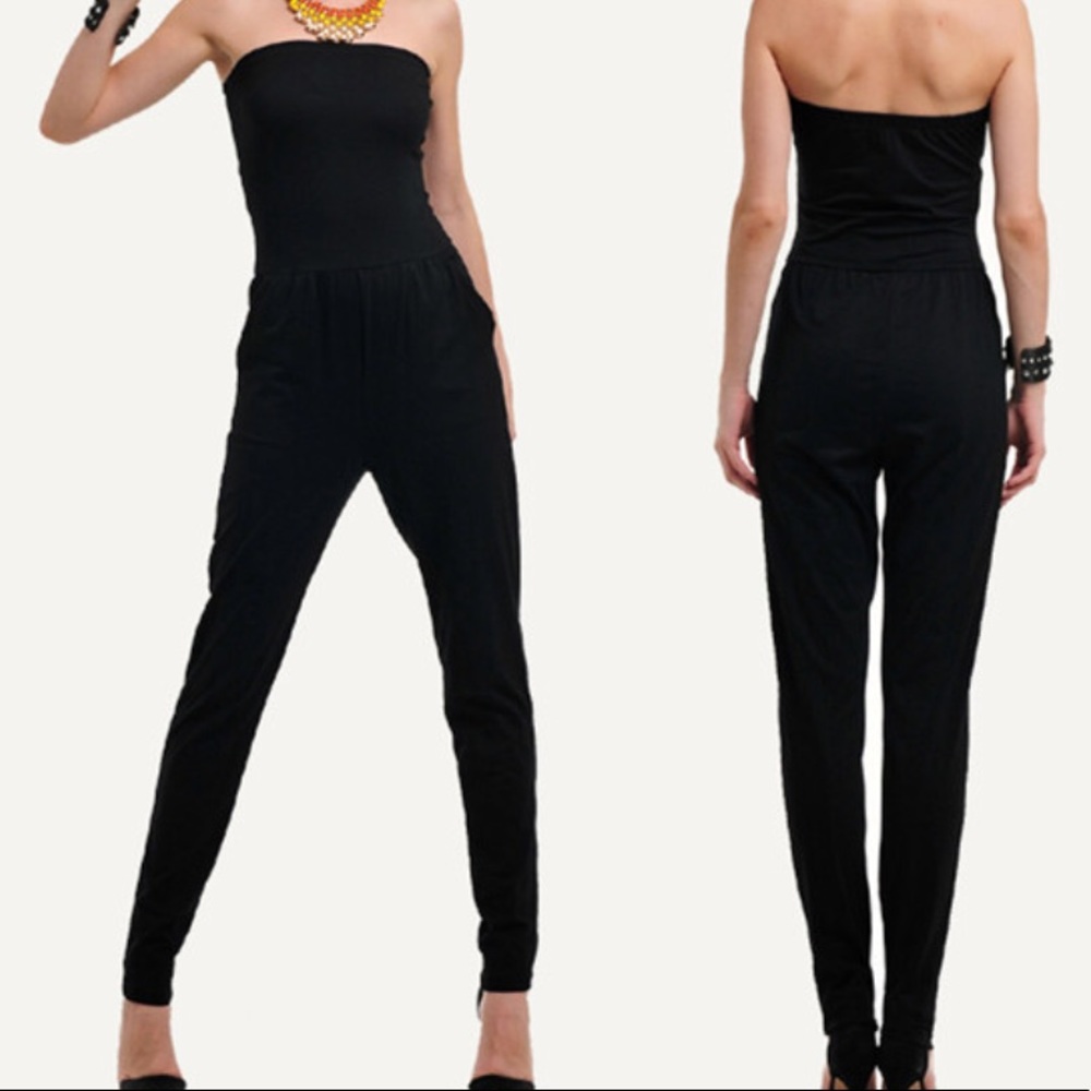 Black strapless jumpsuit size L